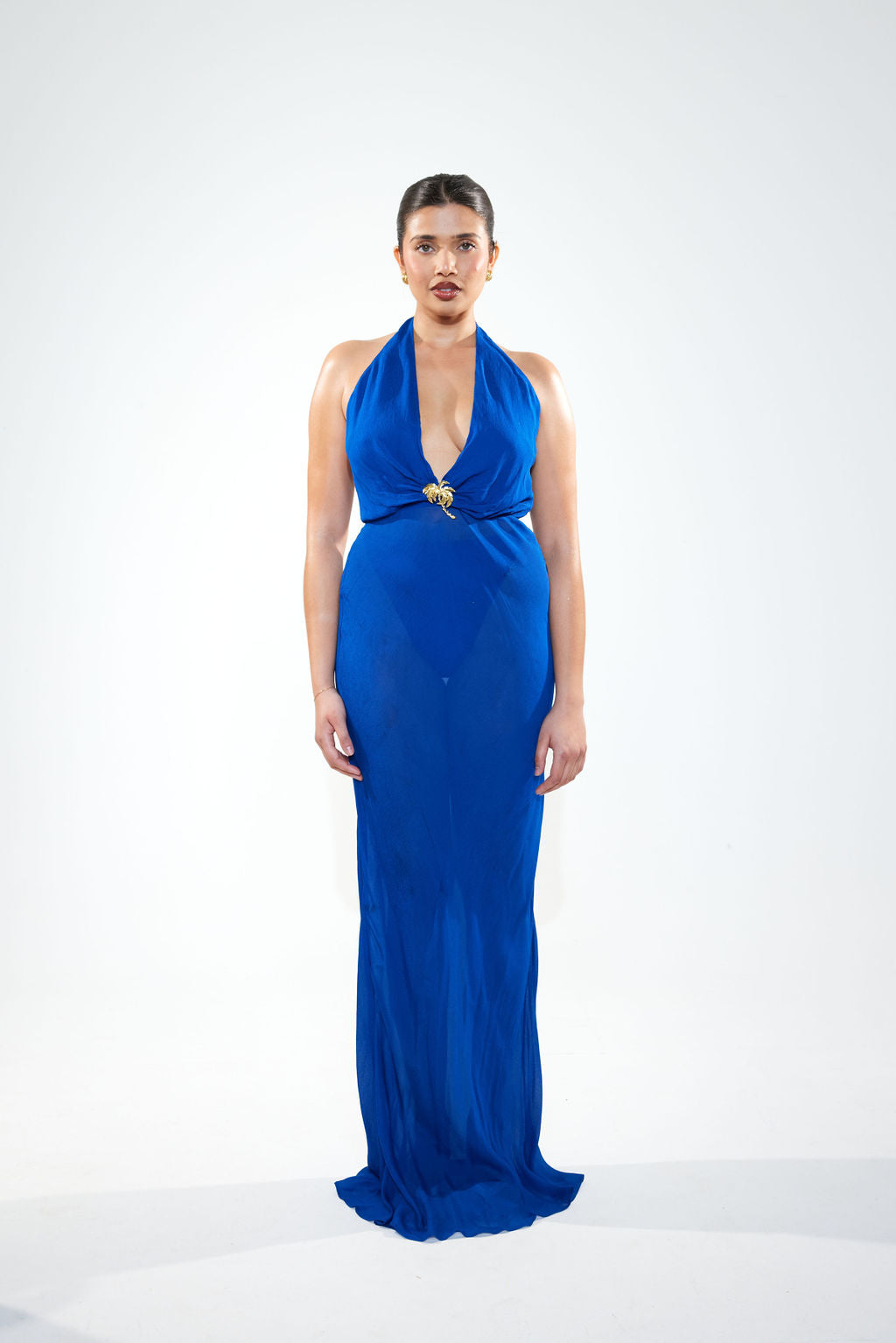 La Noche Halter Dress || Azure La Noche Halter Dress || Azure