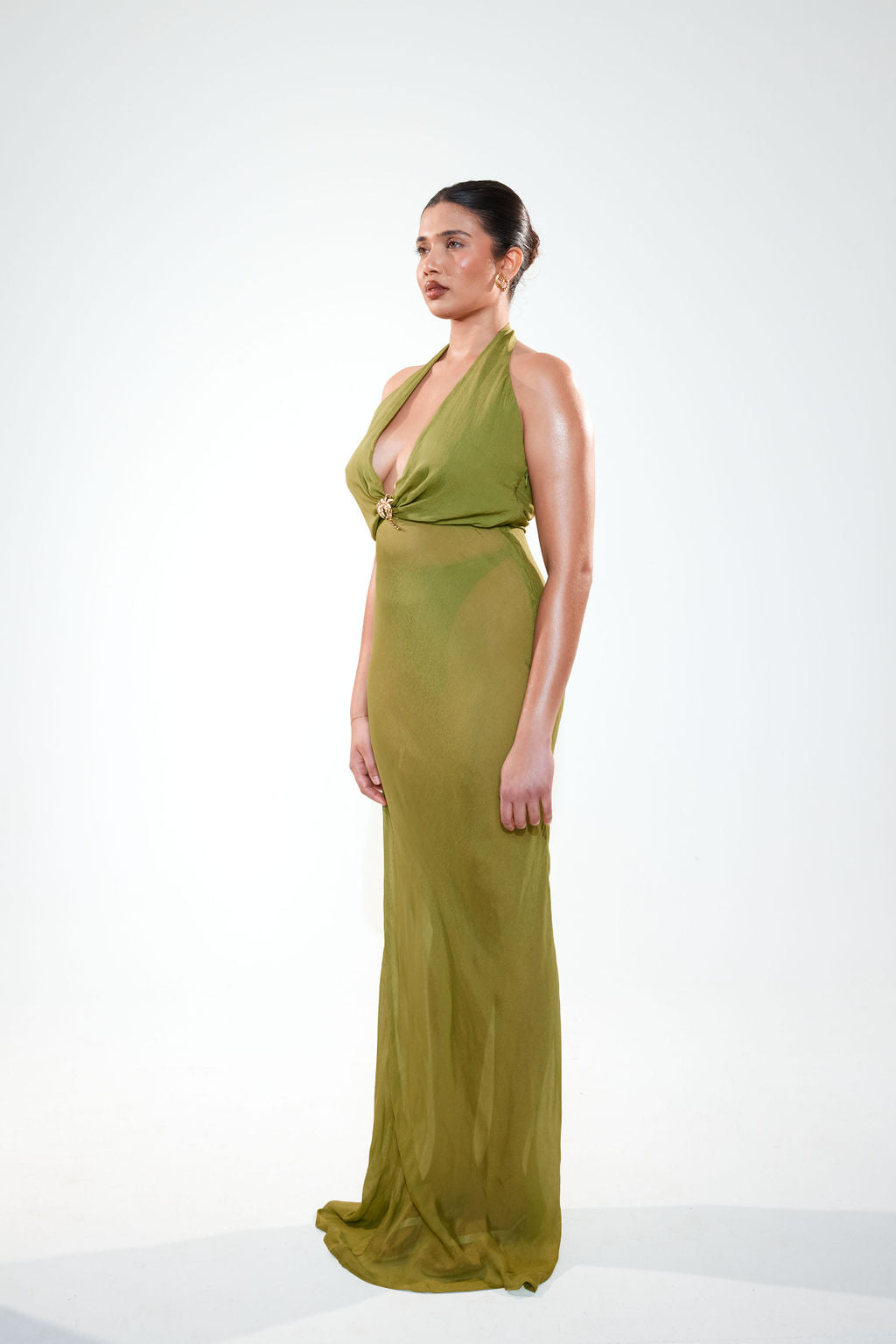 La Noche Halter Dress || Moss