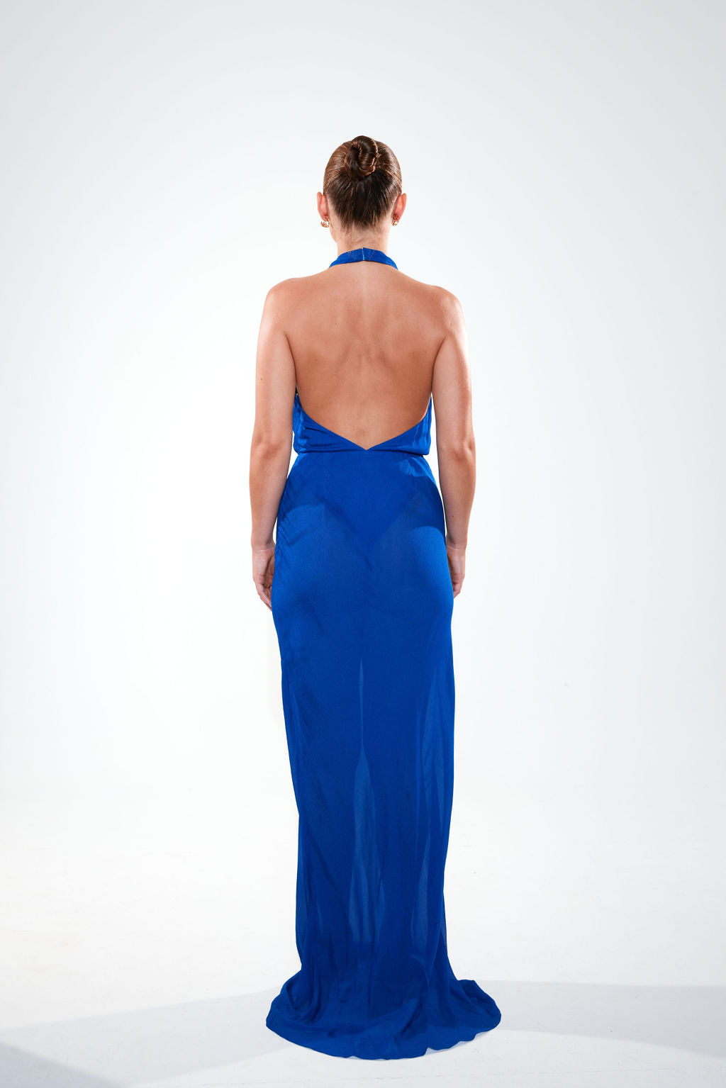 La Noche Halter Dress || Azure
