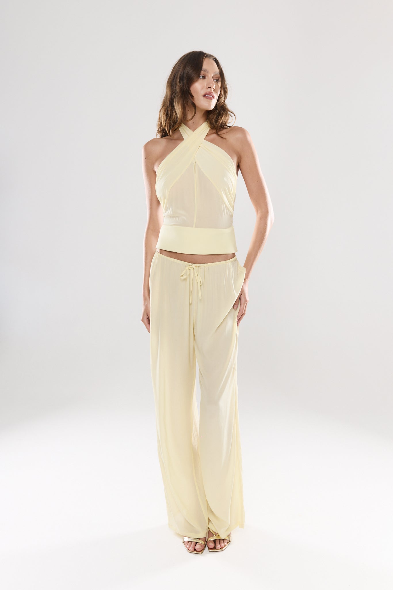 Provence Silk Halter Top | Lemon