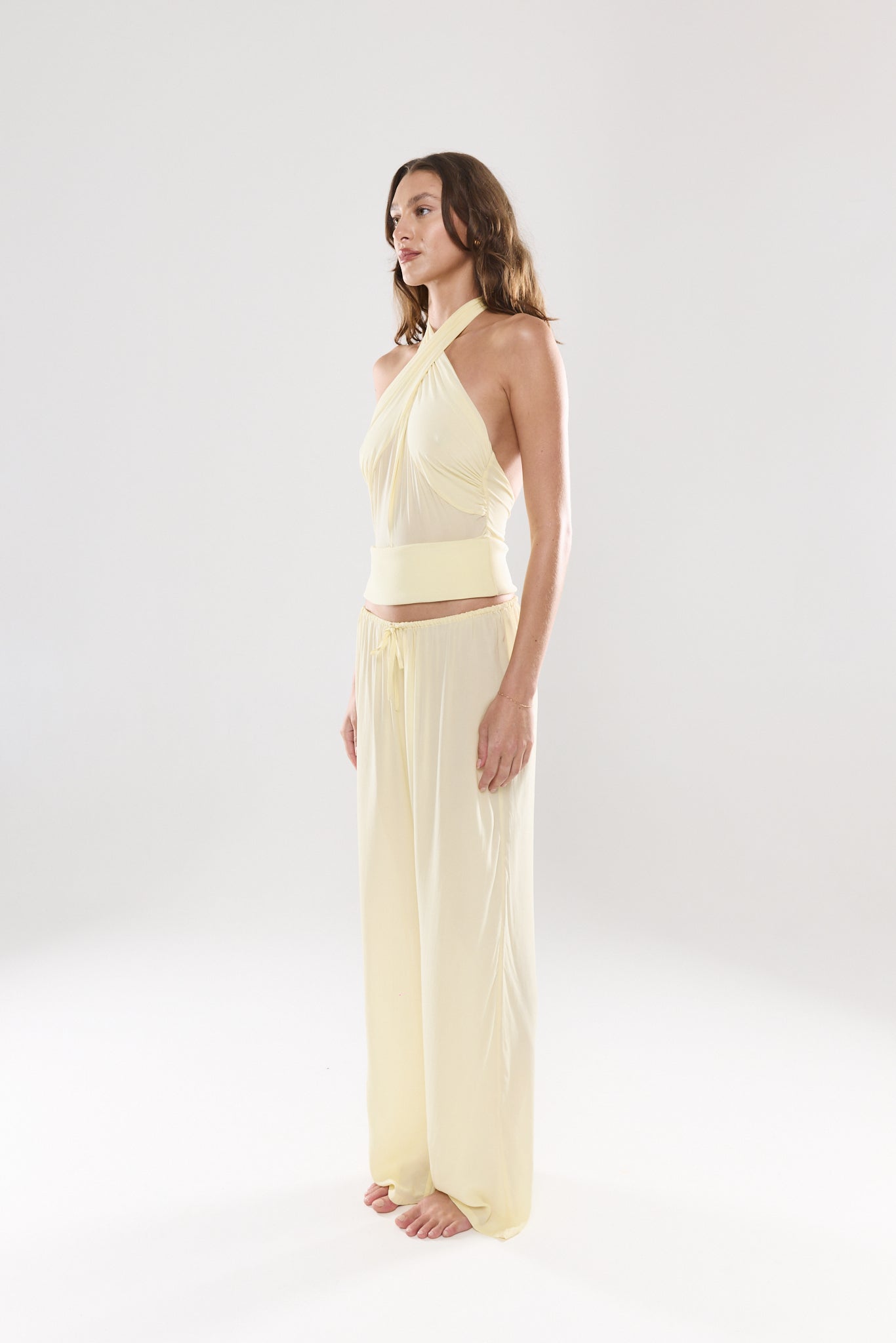 Provence Silk Halter Top | Lemon