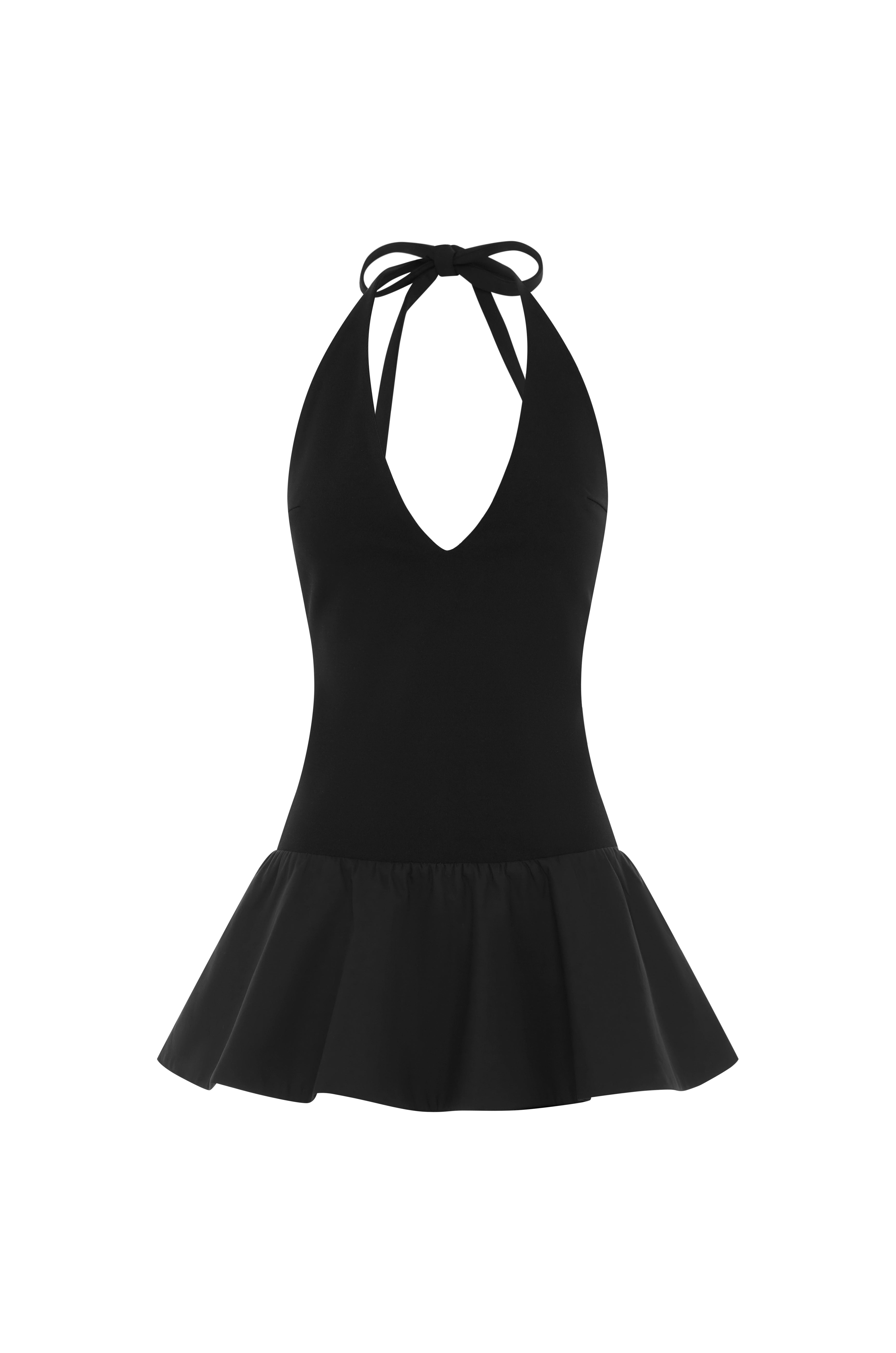 Canne Drop Waist Mini Dress in Noir
